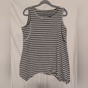 Striped Sleeveless Women's Breastfeeding Top - Black and Gray